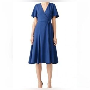 Hutch women’s Dress Size S Navy blue Fluter Sleeve Midi Wrap